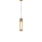 Contemporary Scandinavian Cuboid Copper Crystal Lampshade 1 - Light Pendant Light For Dining Room