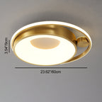 Contemporary Nordic Round Copper Silicone Acrylic LED Flush Mount Ceiling Light For Bedroom