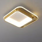 Contemporary Nordic Square Copper Silicone Acrylic LED Flush Mount Ceiling Light For Bedroom