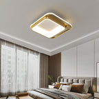 Contemporary Nordic Square Copper Silicone Acrylic LED Flush Mount Ceiling Light For Bedroom
