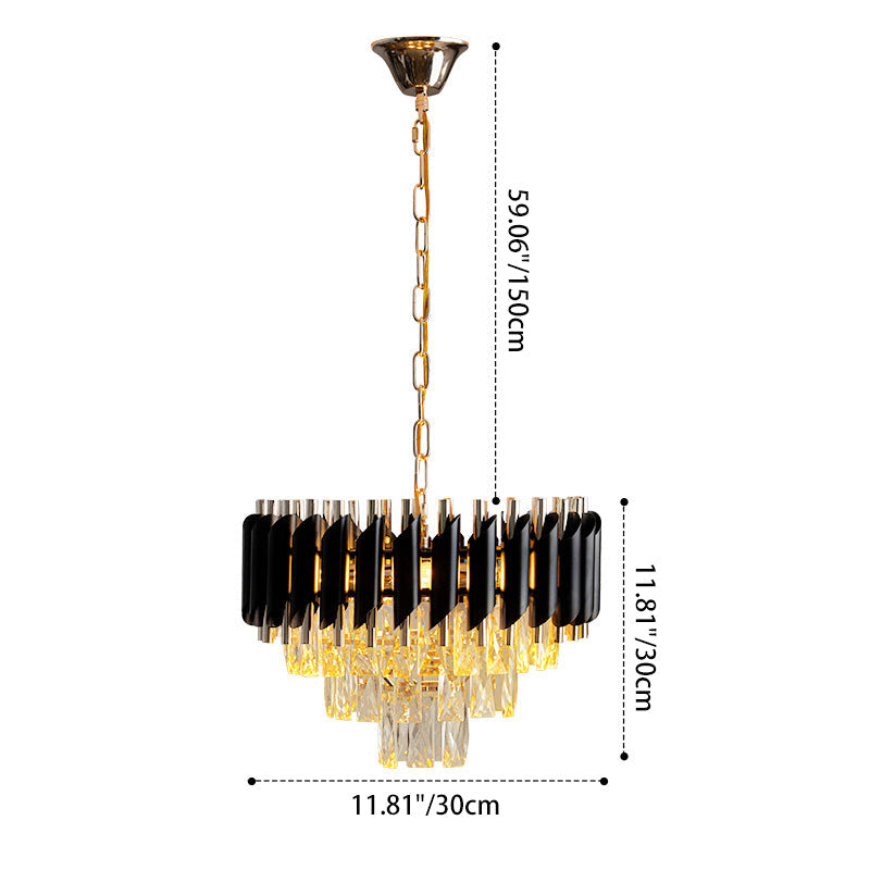 Contemporary Luxury Round Crystal Lampshade Iron 3 - Light Pendant Light For Dining Room