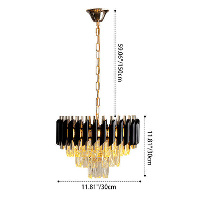 Contemporary Luxury Round Crystal Lampshade Iron 3 - Light Pendant Light For Dining Room