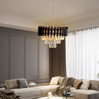 Contemporary Luxury Round Crystal Lampshade Iron 3 - Light Pendant Light For Dining Room