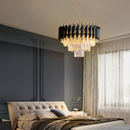 Contemporary Luxury Round Crystal Lampshade Iron 3 - Light Pendant Light For Dining Room