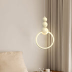 Contemporary Nordic Dome Round Circle Beads Aluminum Iron Lampshade LED Pendant Light For Bedroom