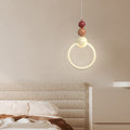 Contemporary Nordic Dome Round Circle Beads Aluminum Iron Lampshade LED Pendant Light For Bedroom