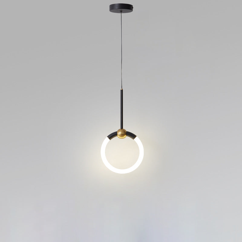 Contemporary Nordic Dome Round Circle Acrylic Iron Lampshade LED Pendant Light For Bedroom