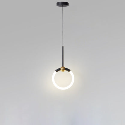 Contemporary Nordic Dome Round Circle Acrylic Iron Lampshade LED Pendant Light For Bedroom