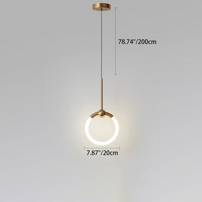Contemporary Nordic Dome Round Circle Acrylic Iron Lampshade LED Pendant Light For Bedroom