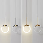 Contemporary Nordic Dome Round Circle Acrylic Iron Lampshade LED Pendant Light For Bedroom