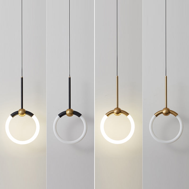 Contemporary Nordic Dome Round Circle Acrylic Iron Lampshade LED Pendant Light For Bedroom