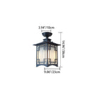 Traditional Chinese Dome Square Cube Aluminum Iron Glass Waterproof 1 - Light Semi-Flush Mount Ceiling Light For Hallways
