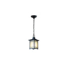 Traditional Chinese Dome Waterproof Square Cube Aluminum Iron Glass 1 - Light Pendant Light for Outdoor Patio BulbSquare