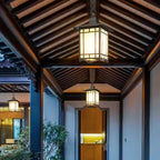 Traditional Chinese Dome Waterproof Square Cube Aluminum Iron Glass 1 - Light Pendant Light for Outdoor Patio BulbSquare