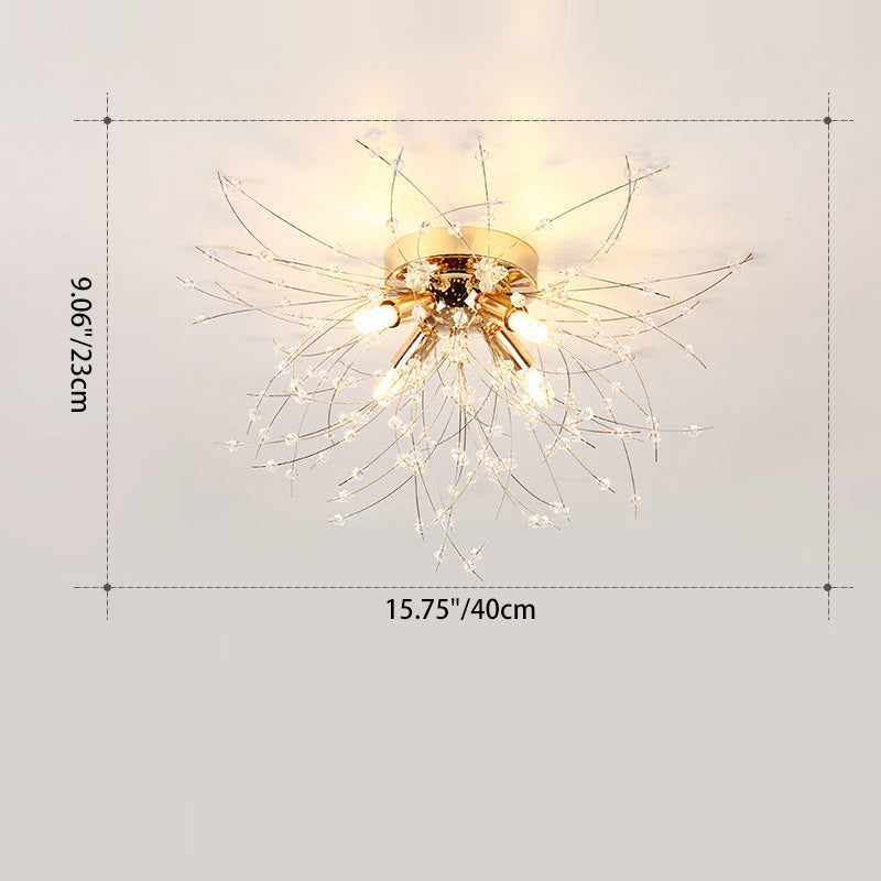 Modern Luxury Dandelion Shape Aluminum Iron 4/5/6/8 - Light Flush Mount Ceiling Light For Living Room