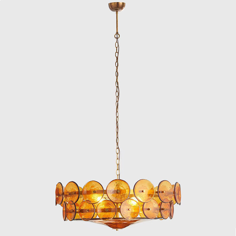 Traditional French Dome Round Circle Iron Glass 8/10 - Light Chandelier for Living Room