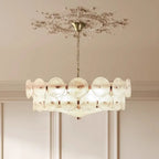 Traditional French Dome Round Circle Iron Glass 8/10 - Light Chandelier for Living Room Lumendat