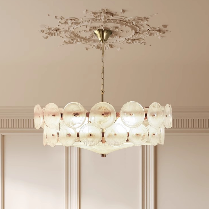 Traditional French Dome Round Circle Iron Glass 8/10 - Light Chandelier for Living Room