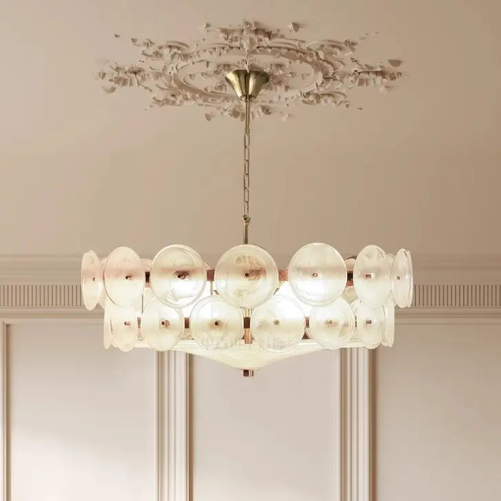 Traditional French Dome Round Circle Iron Glass 8/10 - Light Chandelier for Living Room Lumendat