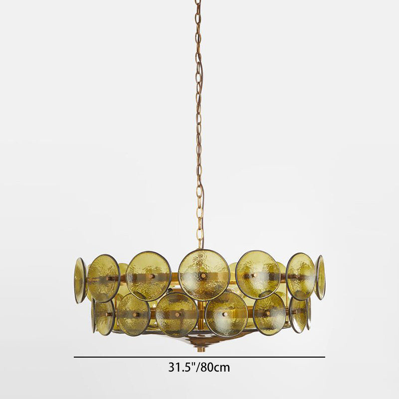 Traditional French Dome Round Circle Iron Glass 8/10 - Light Chandelier for Living Room