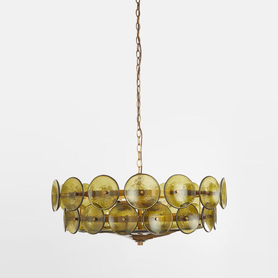 Traditional French Dome Round Circle Iron Glass 8/10 - Light Chandelier for Living Room