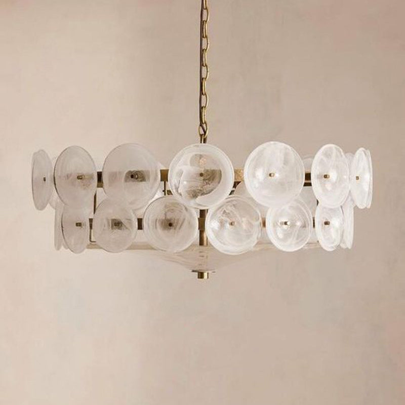 Traditional French Dome Round Circle Iron Glass 8/10 - Light Chandelier for Living Room