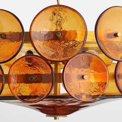 Traditional French Dome Round Circle Iron Glass 8/10 - Light Chandelier for Living Room