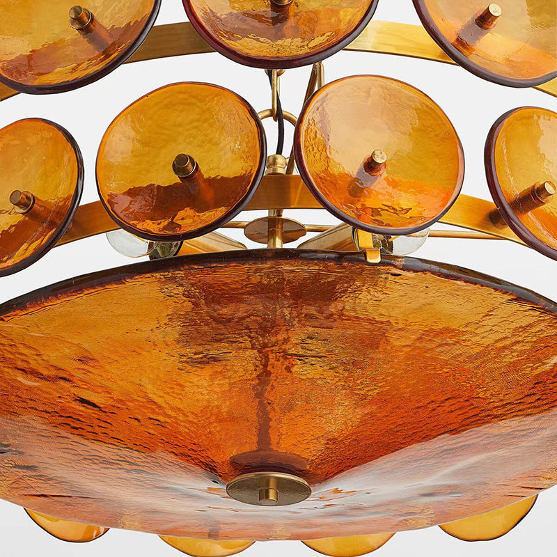 Traditional French Dome Round Circle Iron Glass 8/10 - Light Chandelier for Living Room