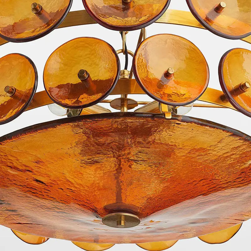 Traditional French Dome Round Circle Iron Glass 8/10 - Light Chandelier for Living Room Lumendat