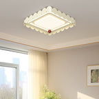 Contemporary Nordic Cream Round Square Rectangle Iron Acrylic LED Flush Mount Ceiling Light For Bedroom