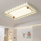 Contemporary Nordic Cream Round Square Rectangle Iron Acrylic LED Flush Mount Ceiling Light For Bedroom