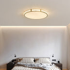 Contemporary Scandinavian Round Copper Acrylic LED Flush Mount Ceiling Light For Bedroom