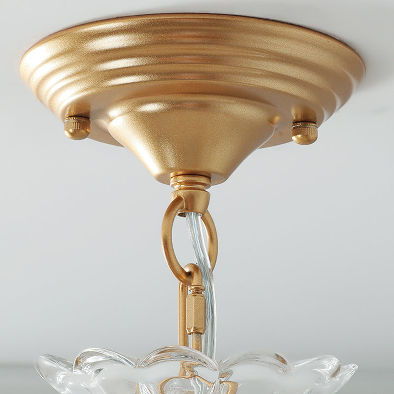 Traditional French Dome Water Drop Iron Crystal Glass 1 - Light Pendant Light for Hallways