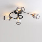 Contemporary Nordic Dome Gradient Iron Glass Lampshade 4/6 - Light Semi-Flush Mount Ceiling Light For Living Room Lumendat