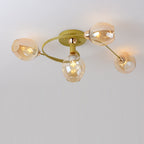Contemporary Nordic Dome Gradient Iron Glass Lampshade 4/6 - Light Semi-Flush Mount Ceiling Light For Living Room Lumendat
