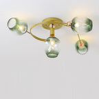 Contemporary Nordic Dome Gradient Iron Glass Lampshade 4/6 - Light Semi-Flush Mount Ceiling Light For Living Room Lumendat