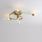 Contemporary Nordic Dome Gradient Iron Glass Lampshade 4/6 - Light Semi-Flush Mount Ceiling Light For Living Room Lumendat