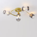 Contemporary Nordic Dome Gradient Iron Glass Lampshade 4/6 - Light Semi-Flush Mount Ceiling Light For Living Room Lumendat