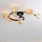 Contemporary Nordic Dome Gradient Iron Glass Lampshade 4/6 - Light Semi-Flush Mount Ceiling Light For Living Room Lumendat