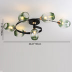 Contemporary Nordic Dome Gradient Iron Glass Lampshade 4/6 - Light Semi-Flush Mount Ceiling Light For Living Room Lumendat
