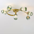Contemporary Nordic Dome Gradient Iron Glass Lampshade 4/6 - Light Semi-Flush Mount Ceiling Light For Living Room Lumendat