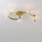 Contemporary Nordic Dome Gradient Iron Glass Lampshade 4/6 - Light Semi-Flush Mount Ceiling Light For Living Room Lumendat
