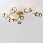 Contemporary Nordic Dome Gradient Iron Glass Lampshade 4/6 - Light Semi-Flush Mount Ceiling Light For Living Room Lumendat
