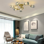 Contemporary Nordic Dome Gradient Iron Glass Lampshade 4/6 - Light Semi-Flush Mount Ceiling Light For Living Room Lumendat