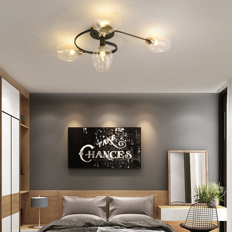Contemporary Nordic Dome Gradient Iron Glass Lampshade 4/6 - Light Semi-Flush Mount Ceiling Light For Living Room Lumendat