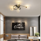 Contemporary Nordic Dome Gradient Iron Glass Lampshade 4/6 - Light Semi-Flush Mount Ceiling Light For Living Room Lumendat
