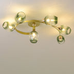 Contemporary Nordic Dome Gradient Iron Glass Lampshade 4/6 - Light Semi-Flush Mount Ceiling Light For Living Room Lumendat