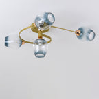 Contemporary Nordic Dome Gradient Iron Glass Lampshade 4/6 - Light Semi-Flush Mount Ceiling Light For Living Room Lumendat