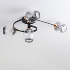 Contemporary Nordic Dome Gradient Iron Glass Lampshade 4/6 - Light Semi-Flush Mount Ceiling Light For Living Room Lumendat