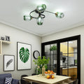 Contemporary Nordic Dome Gradient Iron Glass Lampshade 4/6 - Light Semi-Flush Mount Ceiling Light For Living Room Lumendat